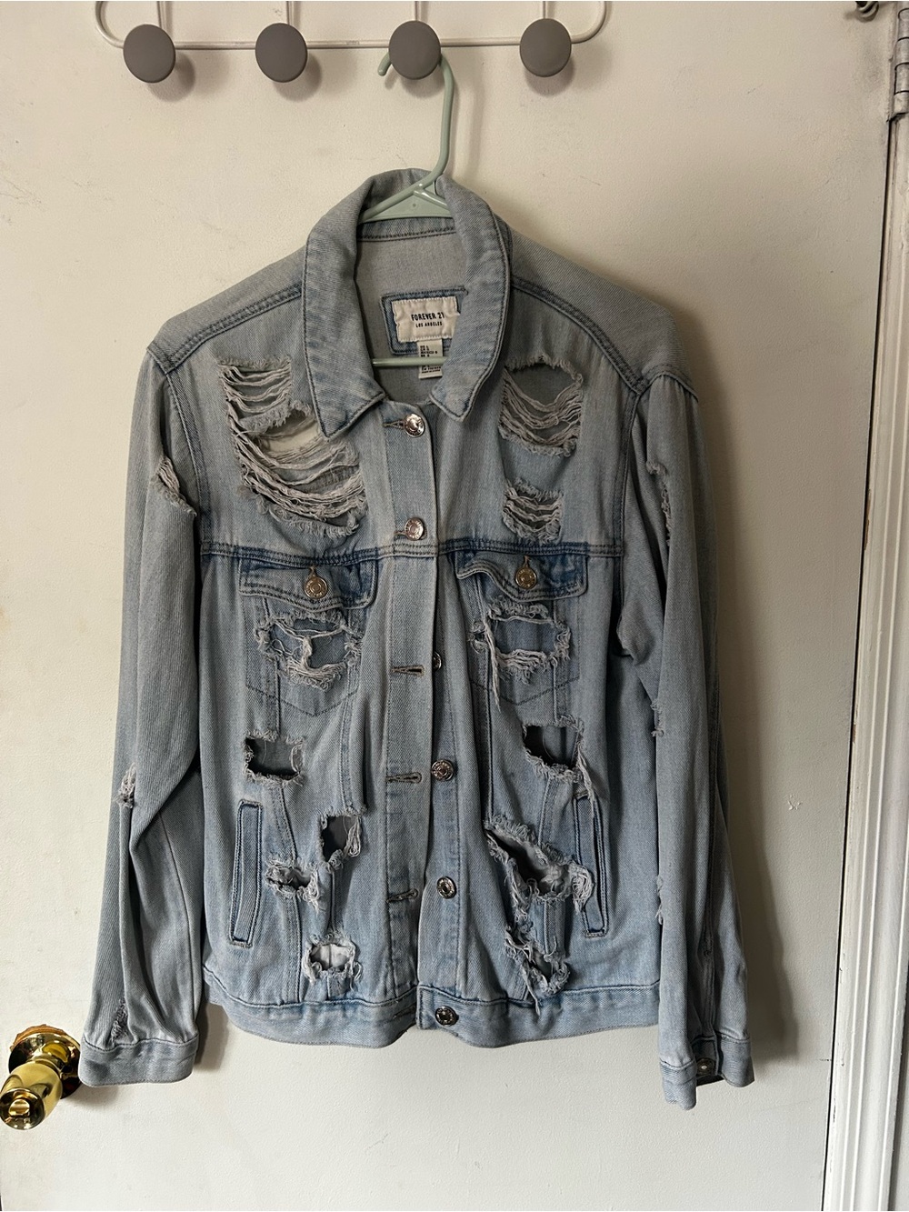Distressed Light Wash Denim Jacket